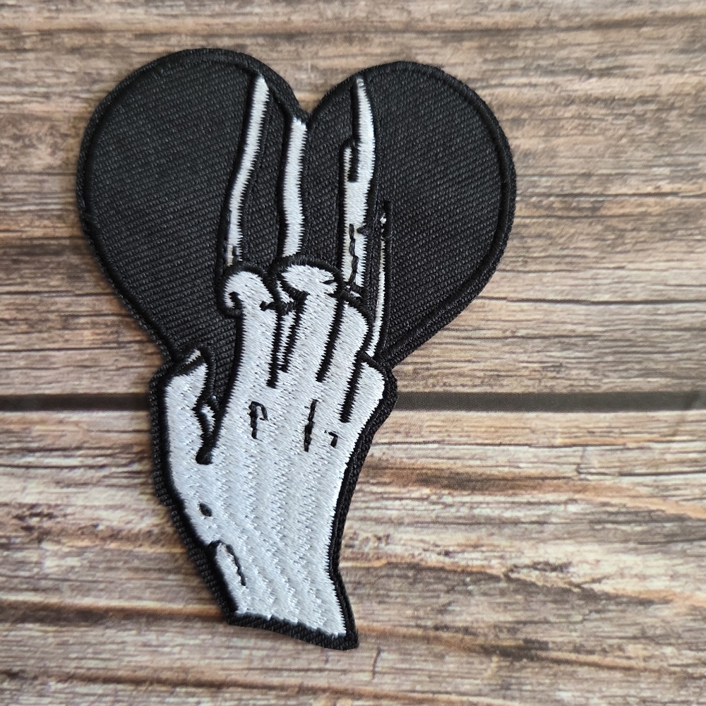 Black Scratched Heart Emo Gothic Y2k Style Skater Grunge Iron on Patch